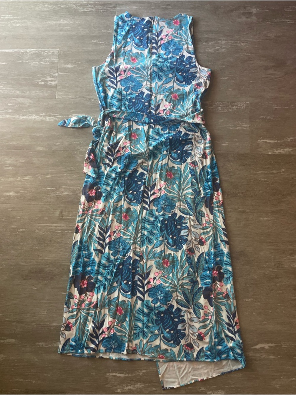 L NWT Lilly Pulitzer Estela Midi Dress in Breezy Aqua Best Fronds Forever - Picture 3 of 7